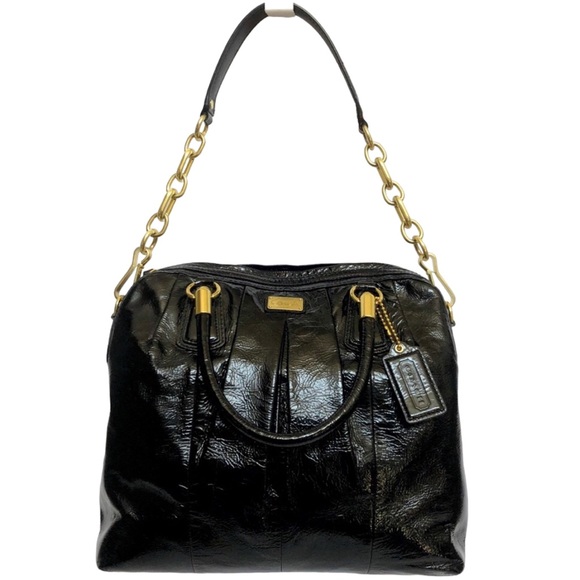 Coach Kristin (Retired) Black Patent Leather Pleated Satchel style 16016 - Picture 3 of 16